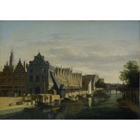 Gerrit Adriaensz Berckheyde, de waag en de kraan aan het Spaarne, Haarlem 90x60cm, Rijksmuseum, oude meester, print op canvas, premium print Gerrit Adriaensz Berckheyde, de waag en de kraan aan het Spaarne, Haarlem 90x60cm, Rijksmuseum, oude meester, print op canvas, premium print