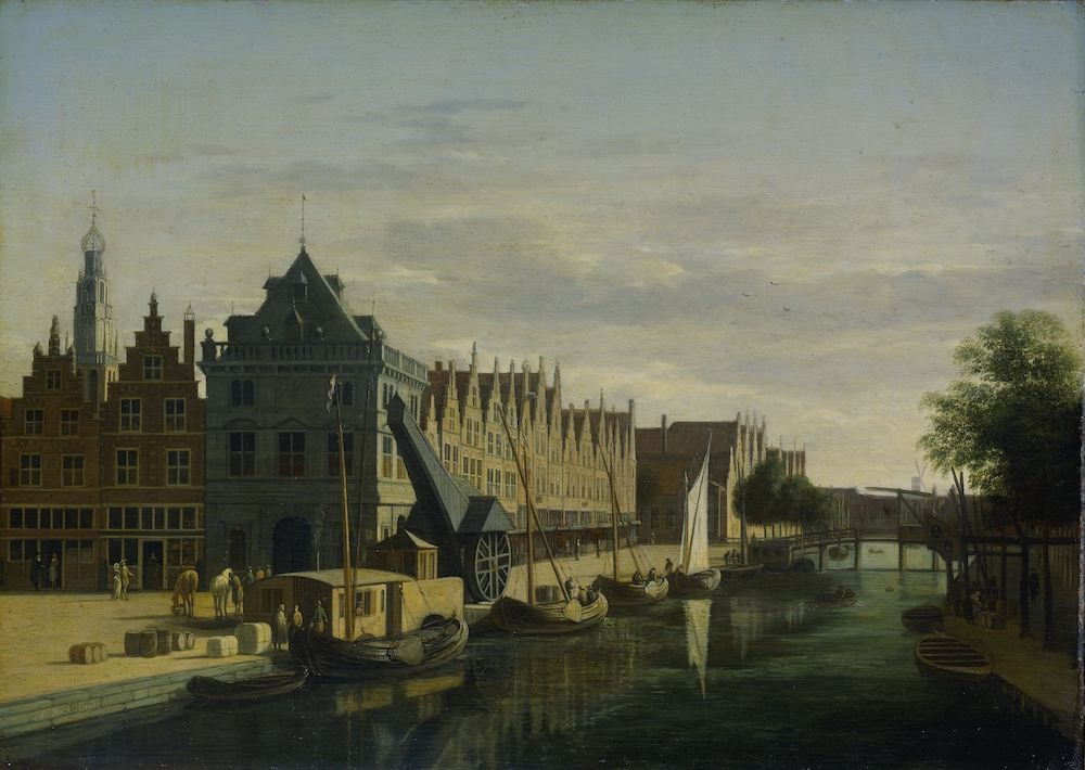 Gerrit Adriaensz Berckheyde, de waag en de kraan aan het Spaarne, Haarlem 90x60cm, Rijksmuseum, oude