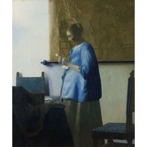 Johannes Vermeer - Brieflezende vrouw 70x90cm, Rijksmuseum, premium print, print op canvas, oude meester