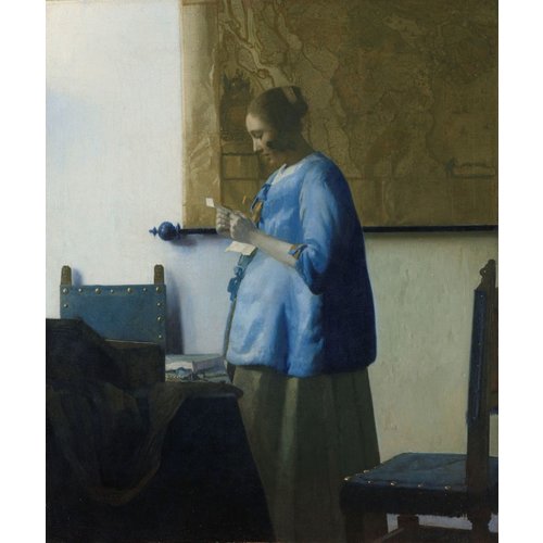 Johannes Vermeer - Brieflezende vrouw 70x90cm, Rijksmuseum, premium print, print op canvas, oude meester