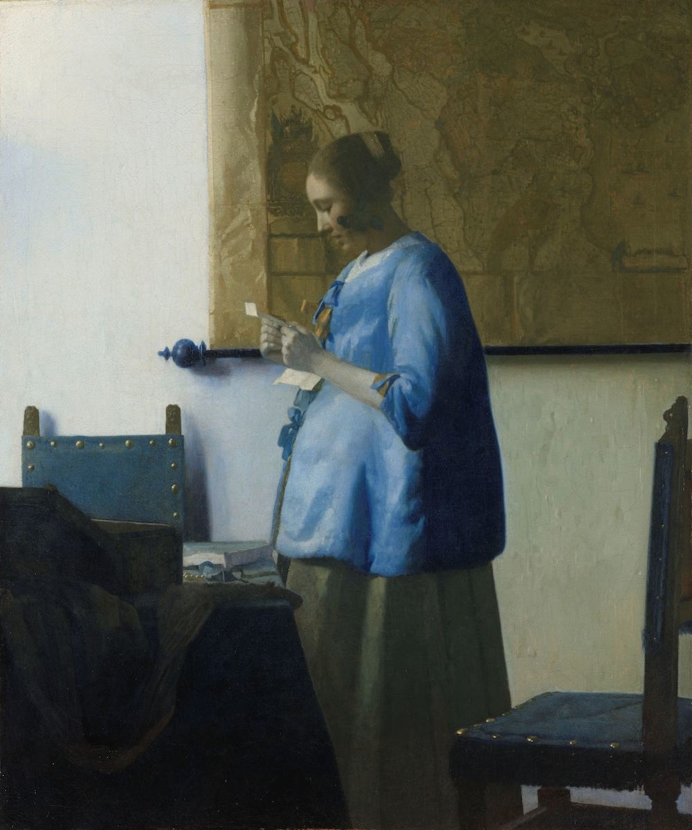 Johannes Vermeer - Brieflezende vrouw 70x90cm, Rijksmuseum, premium print, print op canvas, oude meester afbeelding