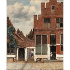 Johannes Vermeer - Het straatje  70x90cm, Rijksmuseum, premium print, print op canvas, oude meester