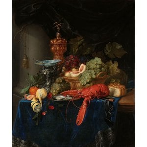 Pieter de Ring - Stilleven met een gouden bokaal 70x90cm, Rijksmuseum, premium print, print op canvas,  oude meester