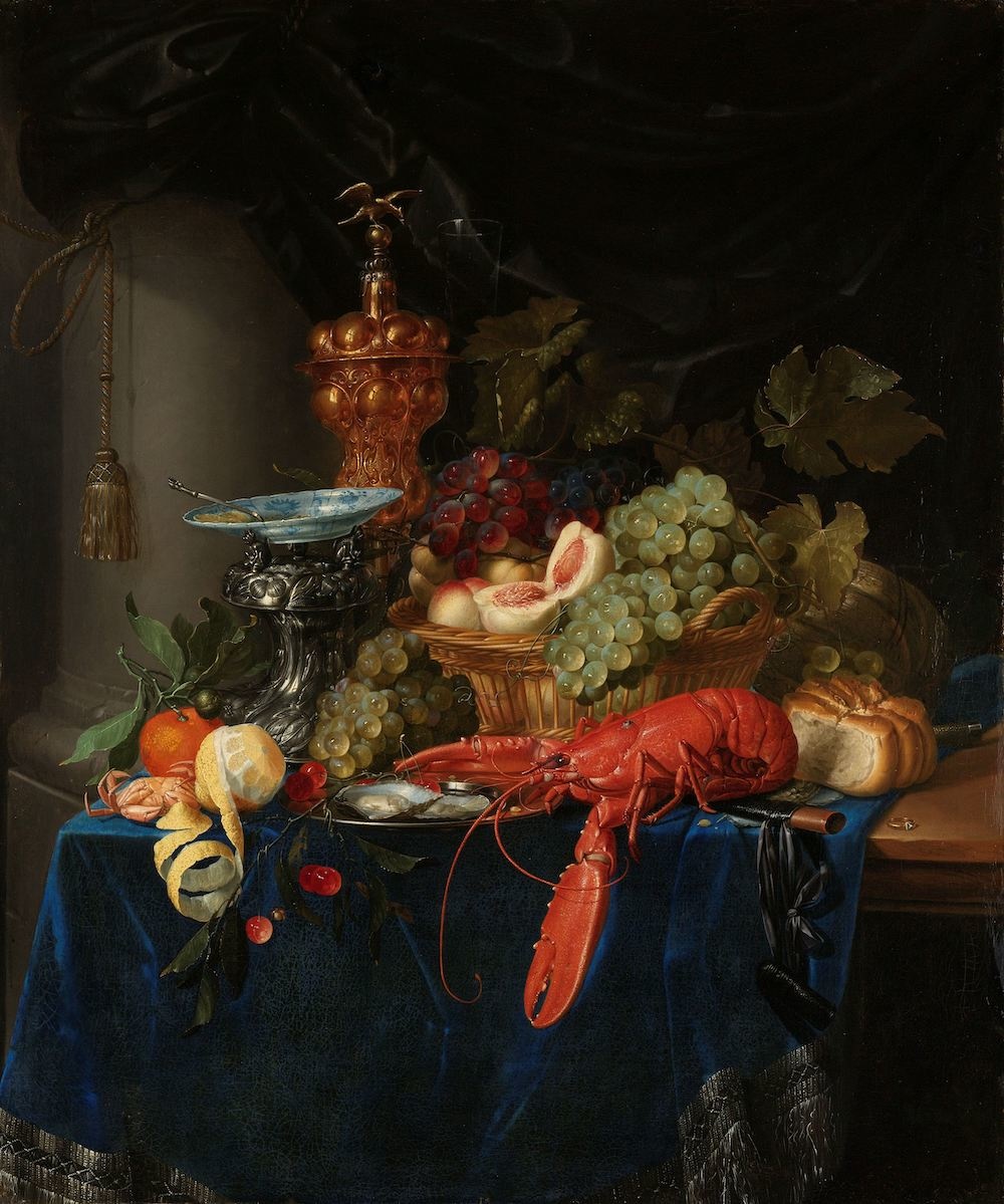 Pieter de Ring - Stilleven met een gouden bokaal 70x90cm, Rijksmuseum, premium print, print op canvas, oude meester afbeelding