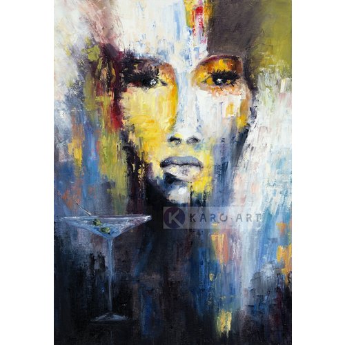 Karo-art Schilderij - Abstracte vrouw, Multikleur , 2 maten ,print op canvas , Wanddecoratie