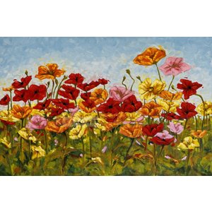 Karo-art Schilderij - Kleurrijke klaprozen, print op canvas Karo-art Schilderij - Kleurrijke klaprozen, print op canvas