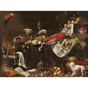 Adriaen van Utrecht - Pronkstilleven 90x70cm, Rijksmuseum, premium print, print op canvas, oude meester