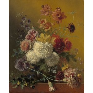 Georgius Jacobus Johannes van Os - Stilleven met bloemen, 70x90cm, Rijksmuseum, print op canvas, premium print
