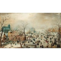 Hendrick Avercamp - Winterlandschap met schaatsers , Rijksmuseum, print op canvas, premium print 120x70cm