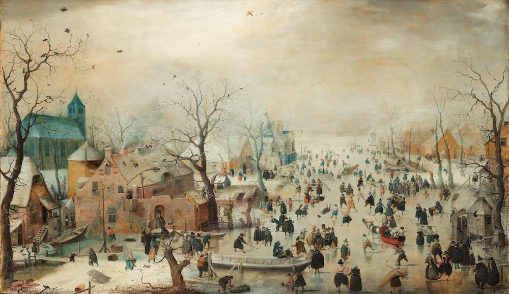 Hendrick Avercamp - Winterlandschap met schaatsers , Rijksmuseum, print op canvas, premium print 120x70cm afbeelding