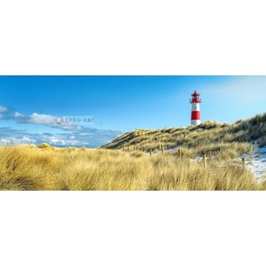 Karo-art Schilderij - Vuurtoren, blauw/groen/rood, 2 maten , print op canvas, premium print