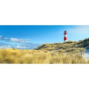 Karo-art Schilderij - Vuurtoren, blauw/groen/rood, 2 maten , print op canvas, premium print