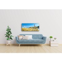 Karo-art Schilderij - Vuurtoren, blauw/groen/rood, 2 maten , print op canvas, premium print