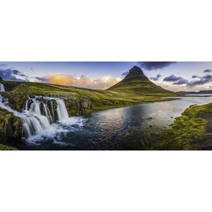 Karo-art Schilderij - Panorama waterval, groen/blauw, 2 maten , print op canvas, premium print