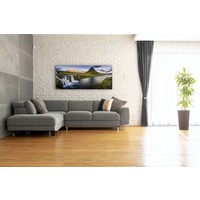 Karo-art Schilderij - Panorama waterval, groen/blauw, 2 maten , print op canvas, premium print