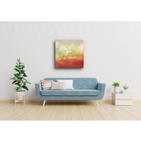 Karo-art Schilderij - Abstracte wolken,  , Oranje Geel , 3 maten , print op canvas , Wanddecoratie