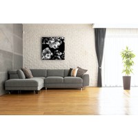 Karo-art Schilderij - Bloemen Zwart-Wit ,3 maten , Wanddecoratie