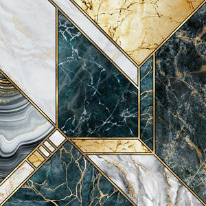 Karo-art Schilderij - Marmer - Grijs/Goud/Groen ,3 maten , Wanddecoratie Karo-art Schilderij - Marmer - Grijs/Goud/Groen ,3 maten , Wanddecoratie