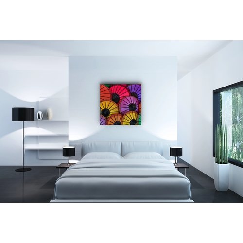 Karo-art Schilderij - Kleurrijke paraplu, multikleur , 3 maten , Premium Print