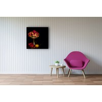 Karo-art Schilderij - Rozen stilleven, rood, geel, zwart , 3 maten , Premium Print