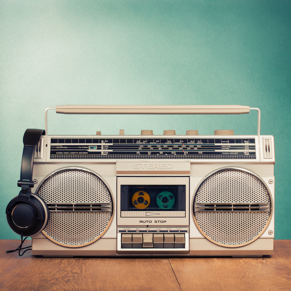 Schilderij - Stereo Retro , Multikleur , 3 maten , Wanddecoratie afbeelding