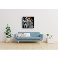 Schilderij - Drinkende zebra's Karo-art Schilderij - Drinkende zebra's