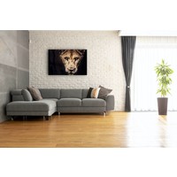 Karo-art Schilderij - Leeuwin, Zwart/Bruin,  2 maten, Premium print