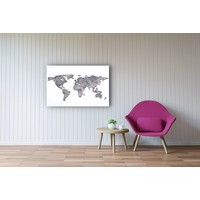 Karo-art Schilderij - Metalen wereldkaart, Grijs,  2 maten, Premium print