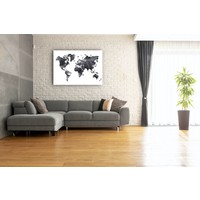 Schilderij - Wereld in inkt, Wereldkaart, 2 maten, Premium print Karo-art Schilderij - Wereld in inkt, Wereldkaart, 2 maten, Premium print