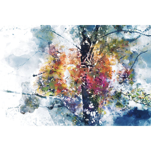 Karo-art Schilderij - Boom in herfst (print op canvas),  2 maten, Premium print