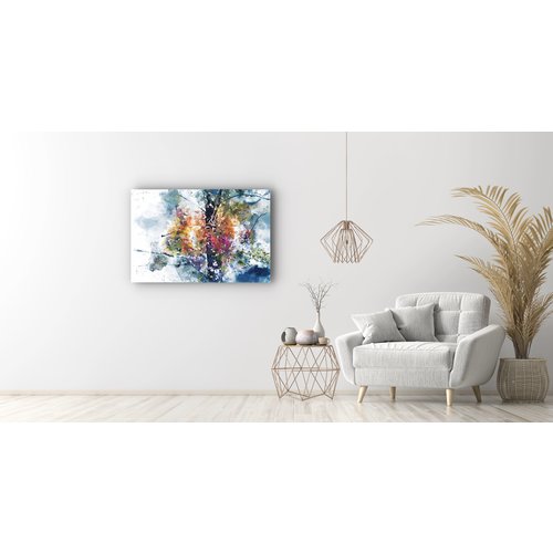 Karo-art Schilderij - Boom in herfst (print op canvas),  2 maten, Premium print