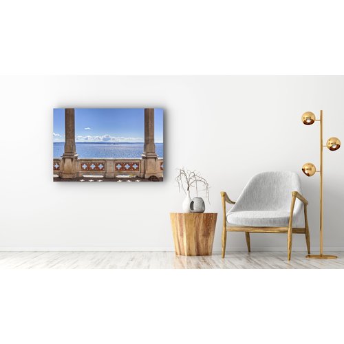 Karo-art Schilderij - Uitzicht op zee oud balkon,  2 maten, Premium print