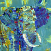 Karo-art Schilderij - Olifant in kleuren, 3 maten, print op canvas, wanddecoratie