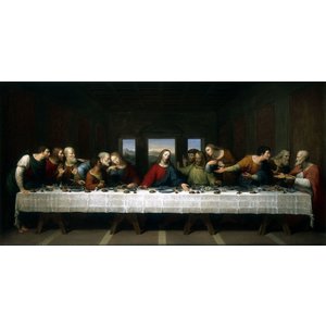 Karo-art Schilderij - Last supper, Laatste avondmaal, Leonardo da Vinci, reproductie, 2 maten