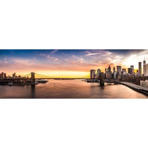 Karo-art Schilderij -Brooklyn Bridge, NYC, panorama,  2 maten