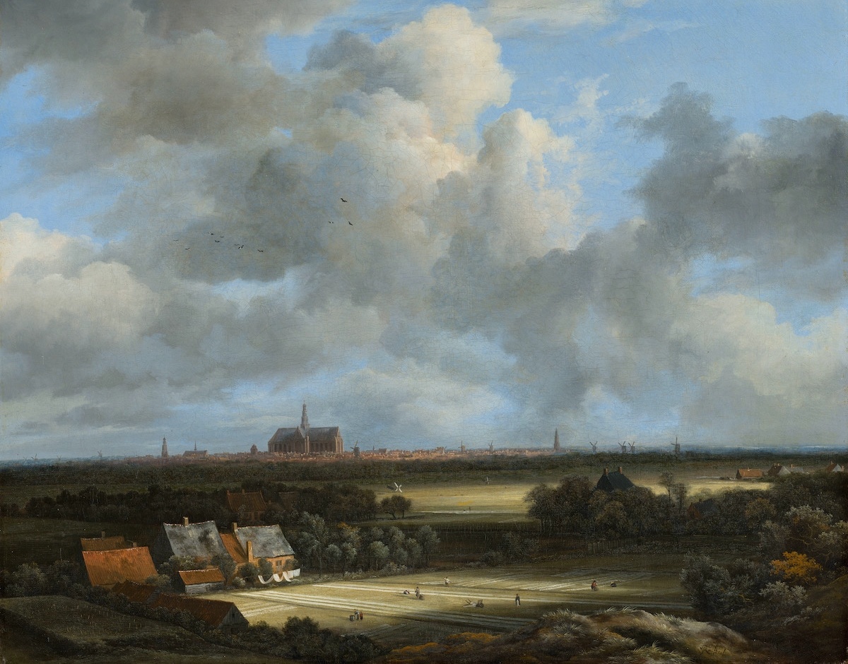 Schilderij Jacob van Ruisdael, gezicht op Haarlem met bleekvelden, 1670-1675 90x70cm afbeelding