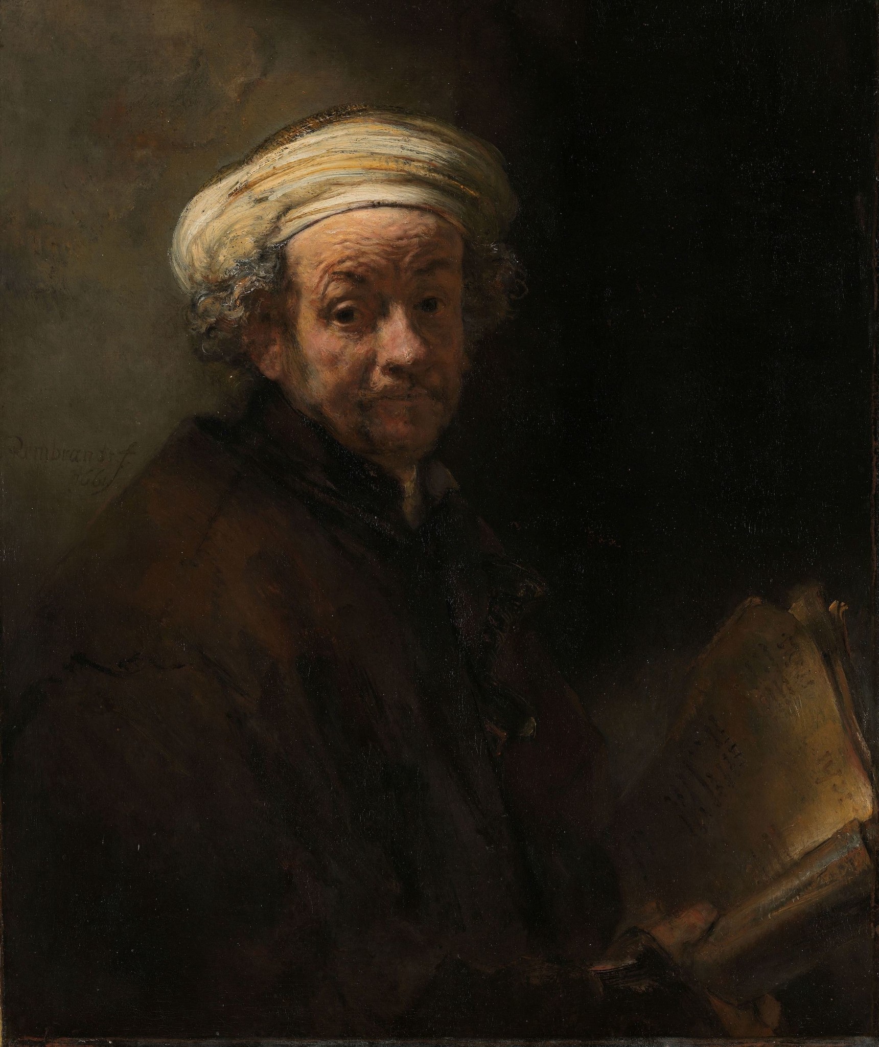 Schilderij - Rembrandt van Rijn, Zelfportret als de apostel Paulus, 1661, 80x100cm afbeelding
