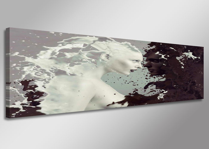 Schilderij - Abstract, 120x40cm. Incl haakjes om op te hangen afbeelding