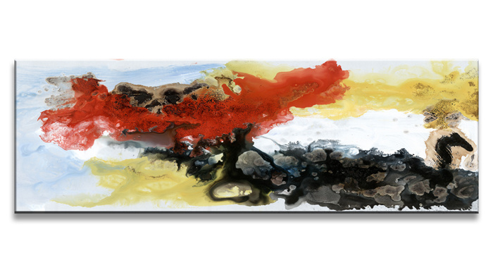 Schilderij - Abstract in kleuren, 120x40cm. Incl haakjes om op te hangen