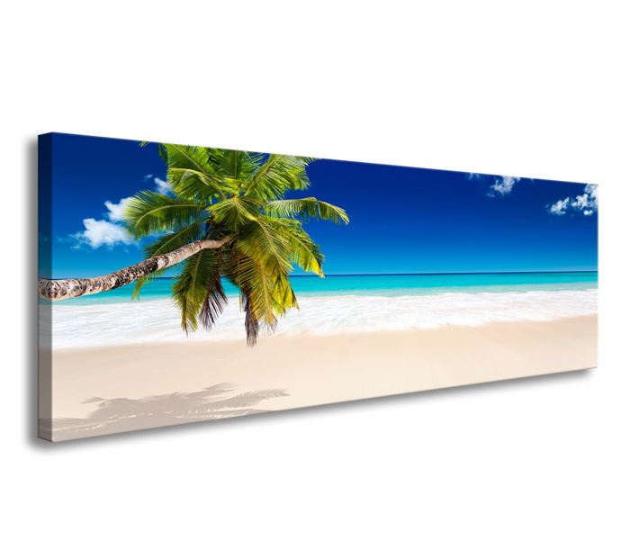 Schilderij - Het Paradijs met Palmboom, 120x40cm. incl ophang haakjes afbeelding