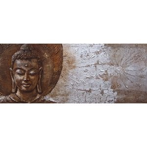 Schilderij - Handgeschilderd - Het gezicht van Boeddha II, 150x60cm