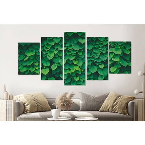 Karo-art Schilderij -Klimop, groen,   5 luik, 200x100cm, Premium print