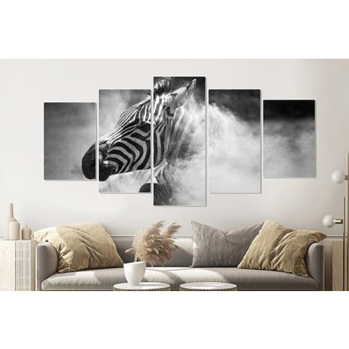 religie Datum Klein Schilderij -Zebra in het stof, 5 luik, 200x100cm, premium print - Karo-art  VOF