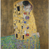 Karo-art Schilderij - Gustav Klimt, De Kus, liefdespaar, 3 maten, reproductie