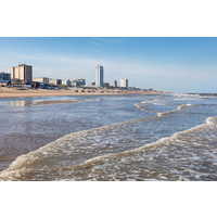 Karo-art Schilderij -Strand van Zandvoort, Noordzee, 100x70cm. premium print, wanddecoratie