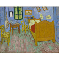 Karo-art Schilderij -Vincent van Gogh, De Slaapkamer. 100x80cm. premium print, wanddecoratie