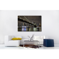 Karo-art Schilderij -Brooklyn Bridge, New York, in de avond,  2 maten, premium print