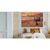 Schilderij - Prachtige zonsondergang op het strand, wanddecoratie, premium print