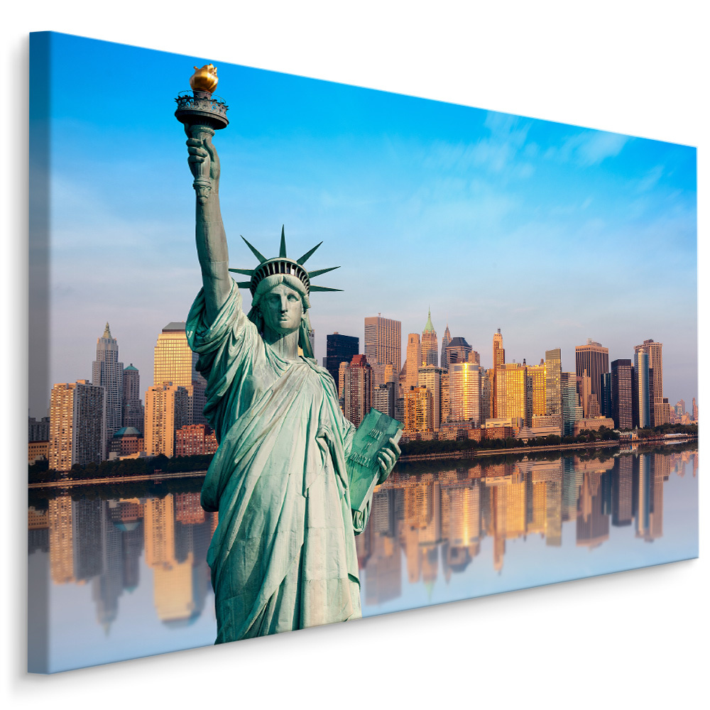 Schilderij - Vrijheidsbeeld van New York , Wanddecoratie , Premium print afbeelding