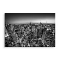 Schilderij - Overzicht over Manhattan in zwart wit , Wanddecoratie , Premium print